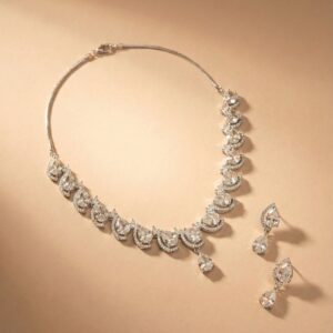 Pear-Cut Teardrop Halo Jewelry Set (White)
