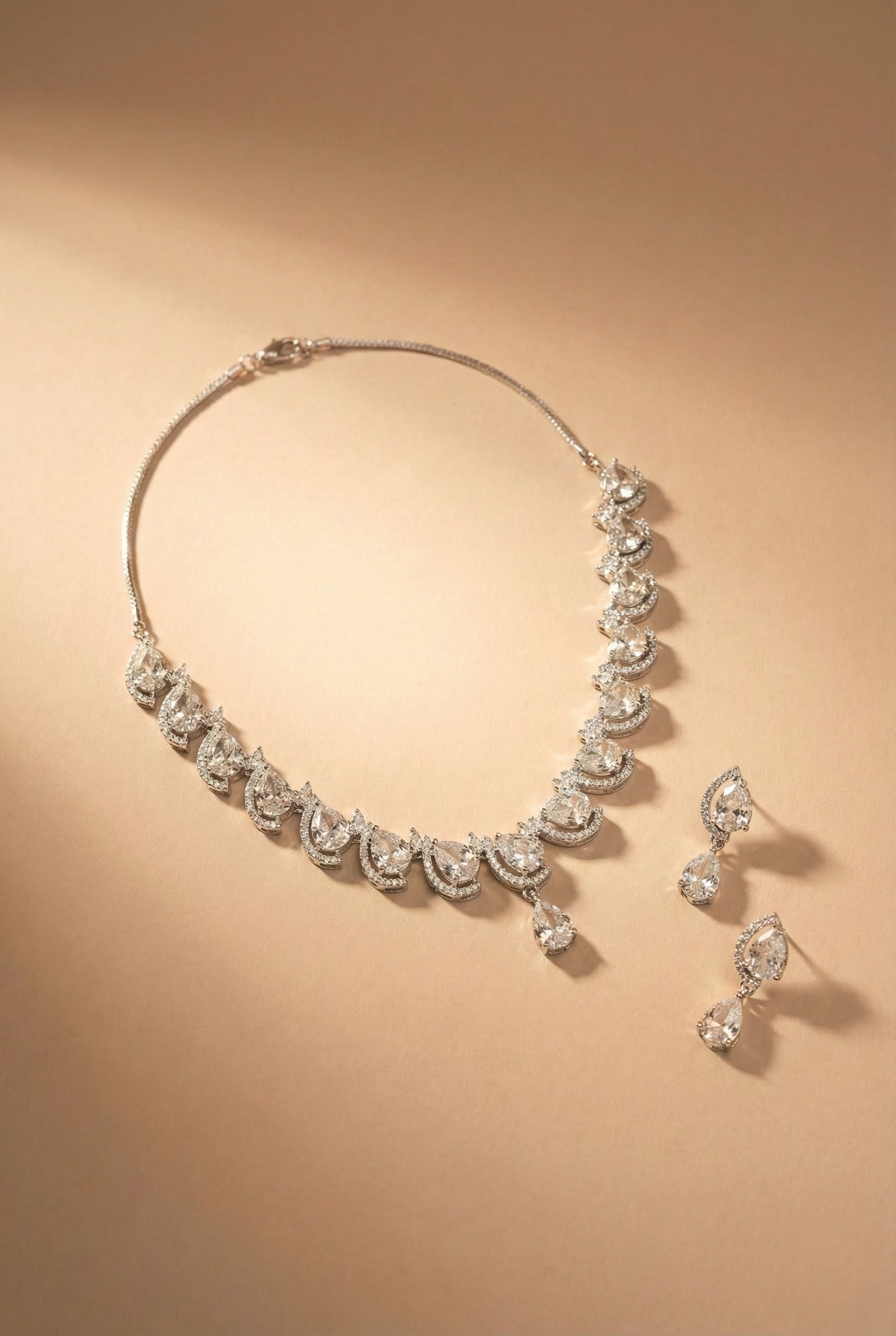 Pear-Cut Teardrop Halo Jewelry Set (White)