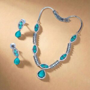 Classic(Green) Stone Necklace Set For Special Occasions