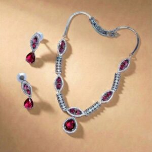 Classic(Red) Stone Necklace Set For Special Occasions