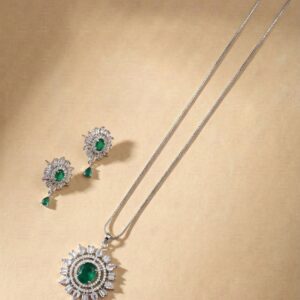 Designer Emerald Green Pendant Set Lustra Premium Jewellery