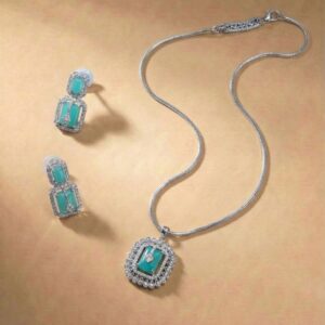 Celestial Azure Pendant And Matching Drop Earrings Lustra Premium Jewelry
