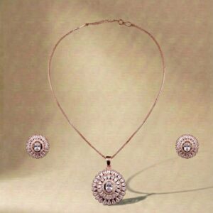 Radiant Ross Gold Floral Crystal Pendant Set Lustra Premium jewelry