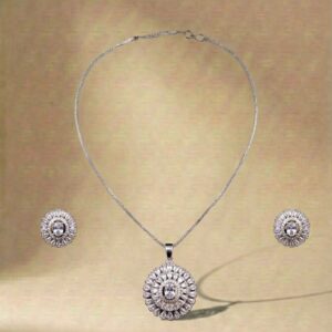 Radiant Ross Silver Floral Crystal Pendant Set Lustra Premium jewelry