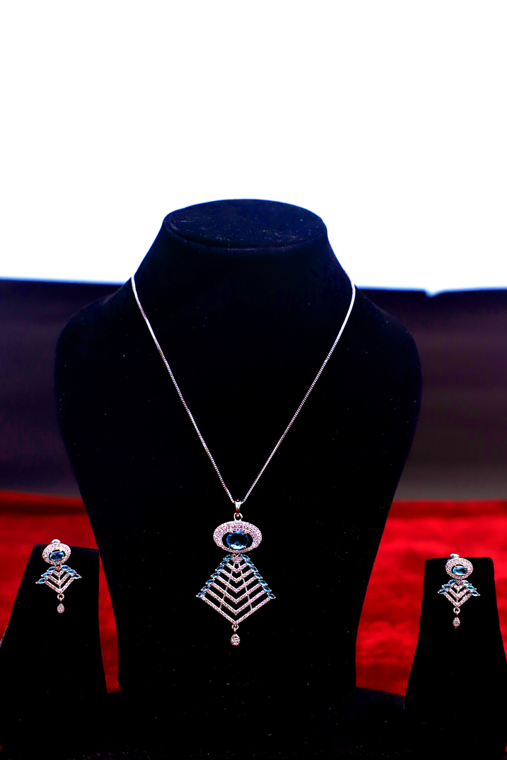 Oceanic Azure Filligree Pendant And Drop Earring set - Image 2