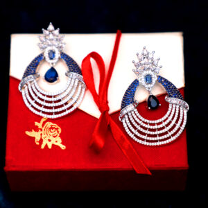 Elegant Ruby & American Diamond Teardrop Earrings  Bridal Wedding Statement Jewelry