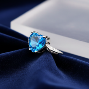 The Perfect Valentine's Gift Red Heart Solitaire Ring (Blue)