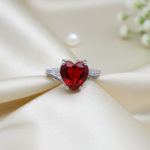 The Perfect Valentine's Gift Red Heart Solitaire Ring (Red)