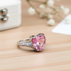 The Perfect Valentine's Gift Red Heart Solitaire Ring (Pink)